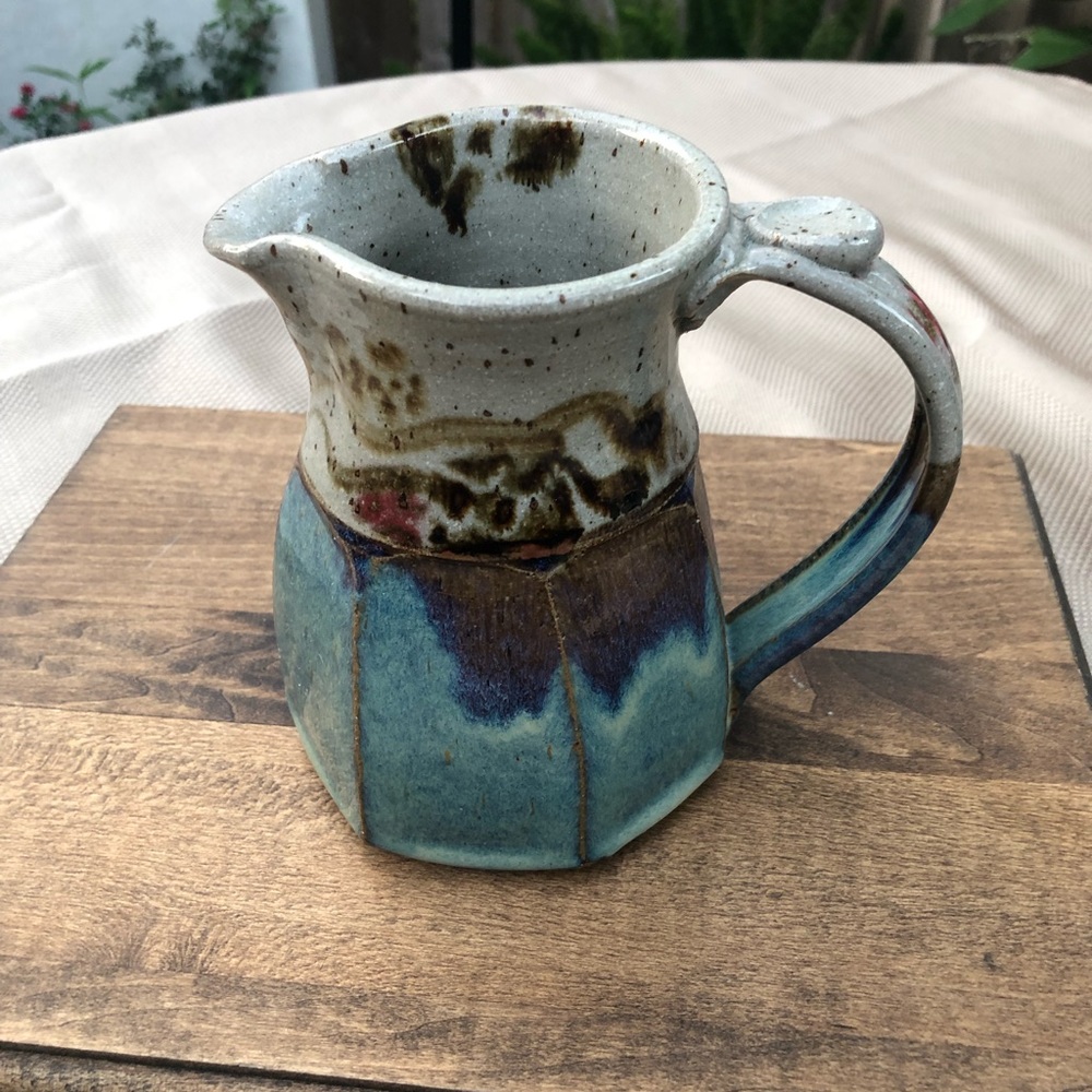 Vintage, Artist Signed, Blue, Small Pitcher